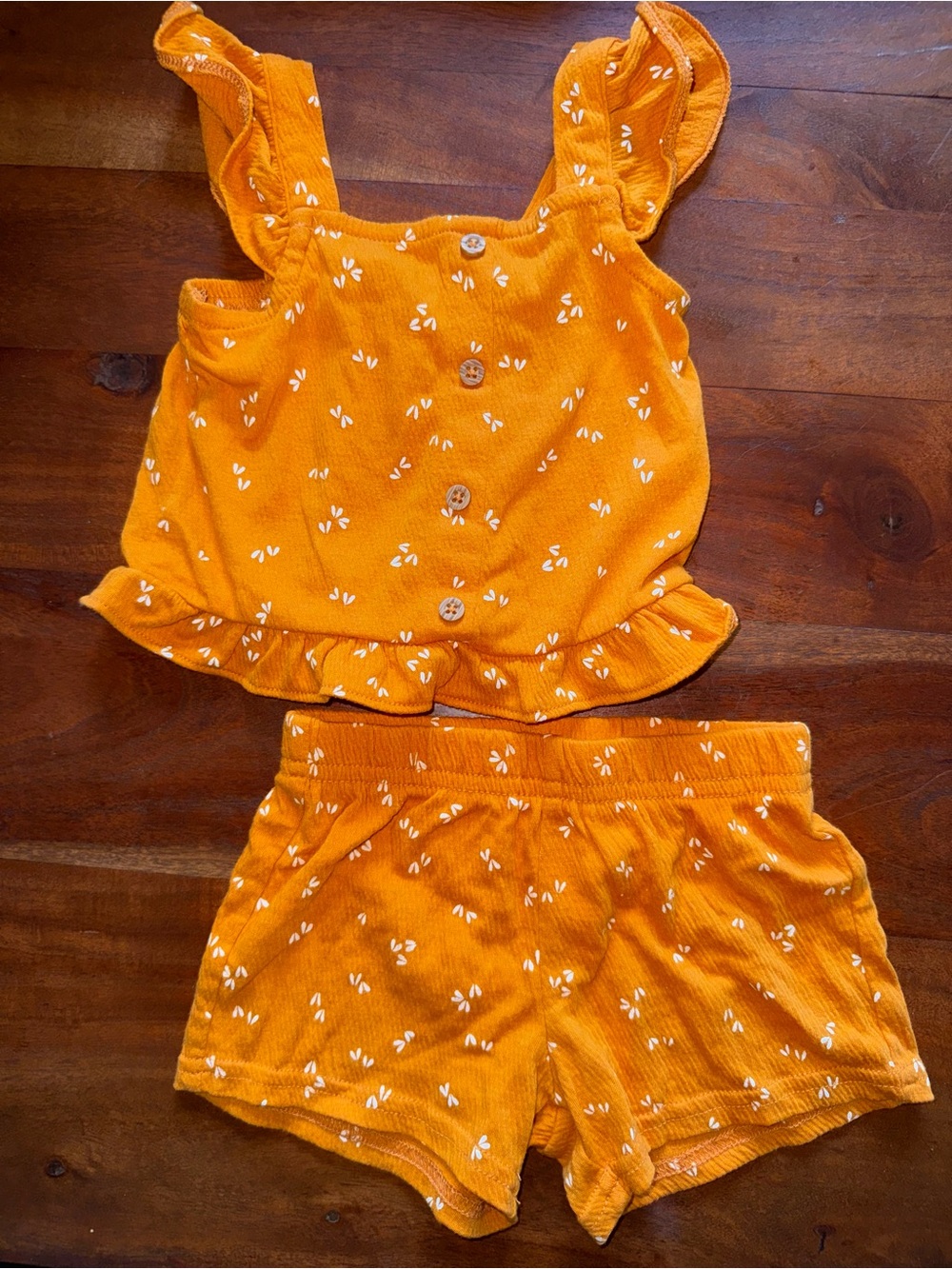 Carter's Orange Ruffle Tank & Shorts Matching Set‎